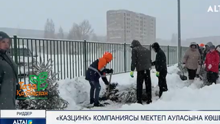 «Казцинк» компаниясы мектеп ауласына көшет екті