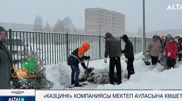 «Казцинк» компаниясы мектеп ауласына көшет екті